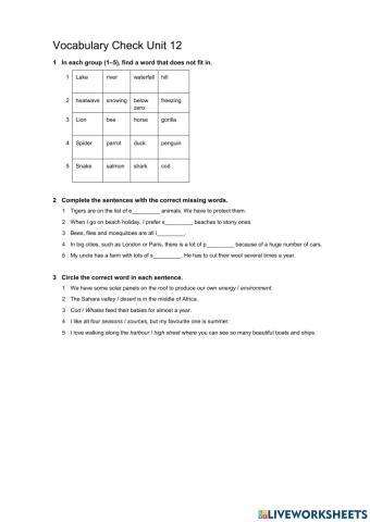 OET Vocabulary check Unit 12