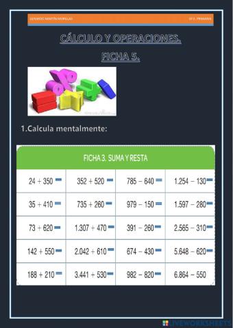 Cálculo y operaciones. Ficha 5. 6º.