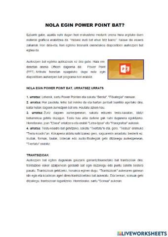 Nola egin power point bat