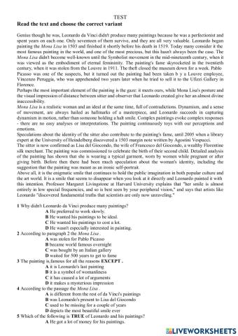 Reading Tasks 11th Grade