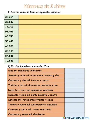 Números de 5 cifras