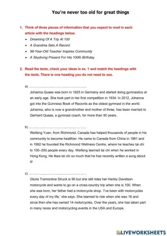 You're never too old 4 great things