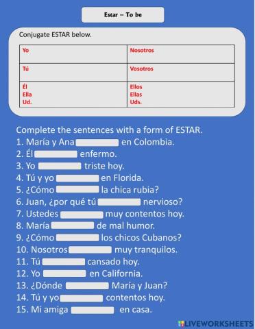 Estar conjugations