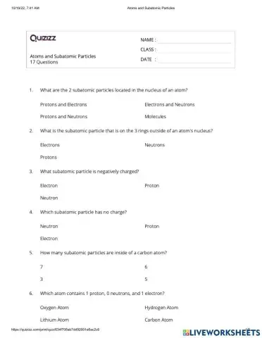 Atoms and Subatomic Particles