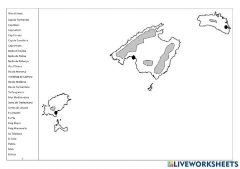 Mapa físic Illes Balears. Entorn de Ses Salines