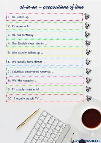 At in on - preposirions of time listening