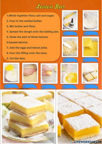 Cooking verbs - Lemon bar