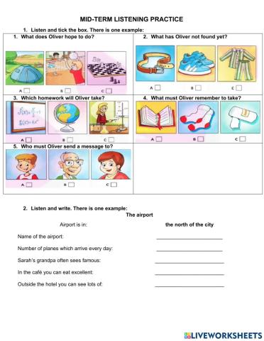 A2 mid -term listening practice