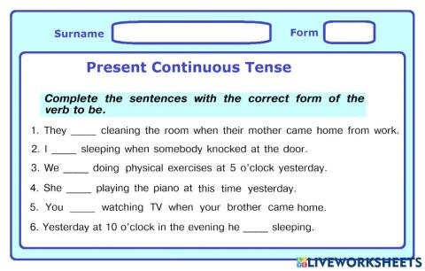 Present Continuous Tense