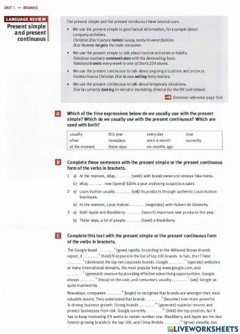 Present Simple-Present Continuous business