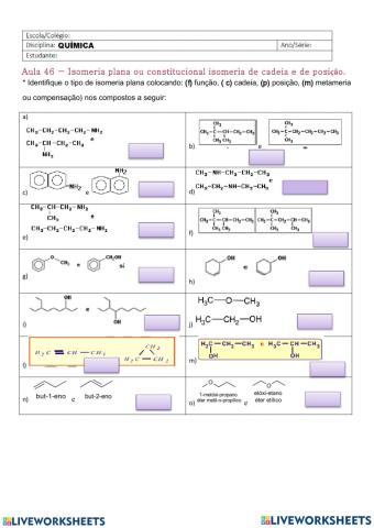 Isomeria plana ou constitucional
