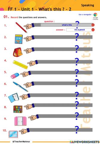 FF 1 - Unit 01 - What's this ? 2 - Speaking