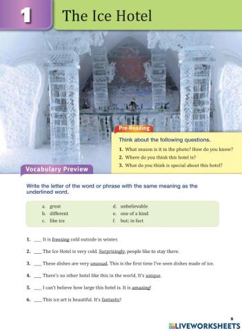 The ice hotel - A2 - READING CHALLENGE 1