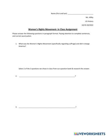 Week 10- Womens rights