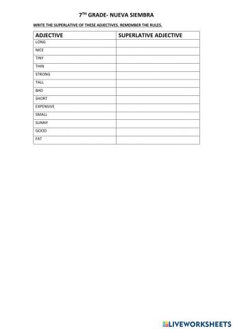 Superlative adjectives