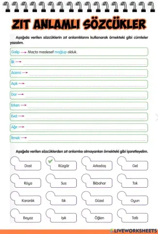 Zıt Anlamlı Sözcükler