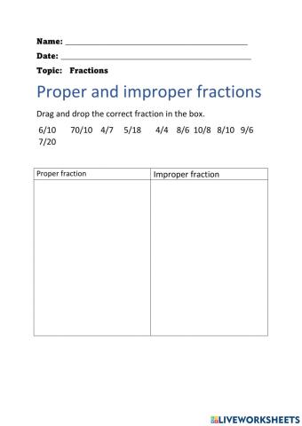 Proper and improper fractions