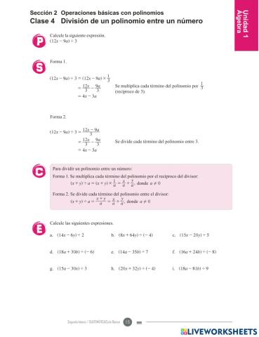 División de polinomio entre un entero