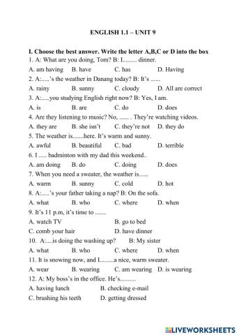 Tieng anh 1.1. - unit 9