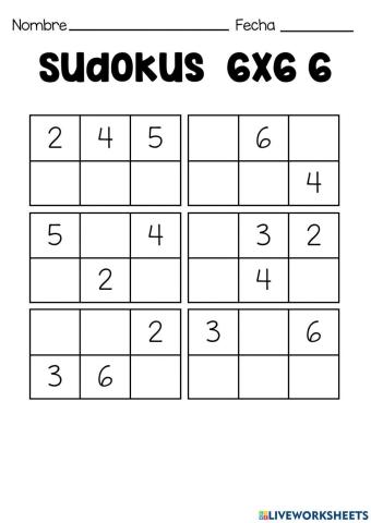 Sudoku 6x6. 6