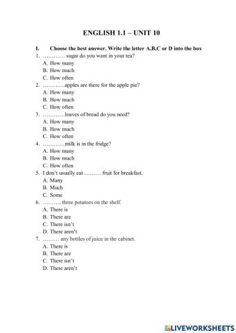 English1.1 - unit 10