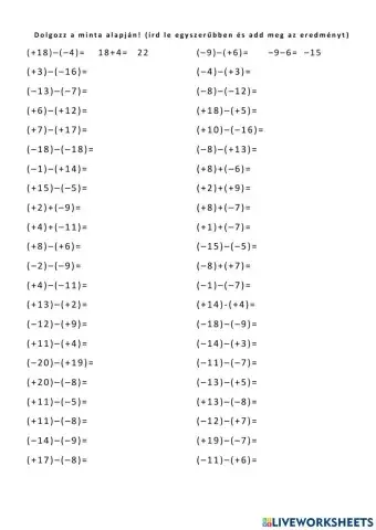 Előjeles egész számok