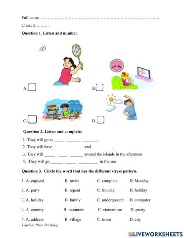 Review unit 1- unit 5 English 5