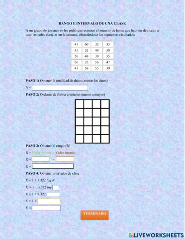 Rango y frecuencia de clase