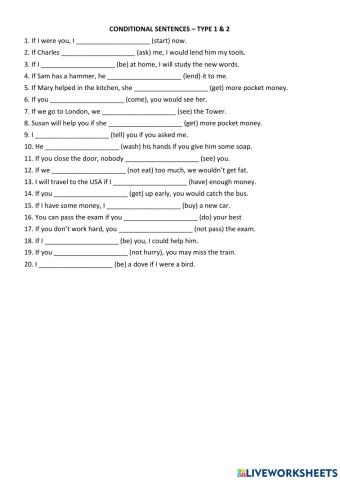 Conditional sentences Type 1-2