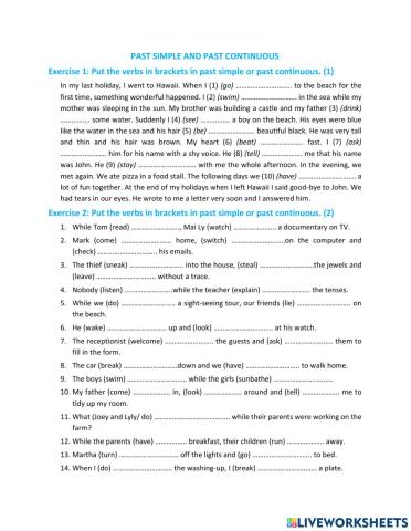 Past simple and Past continuous