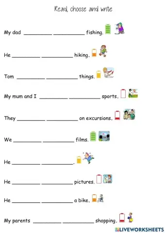 Choose and write free time and adverbs of frecuency 2