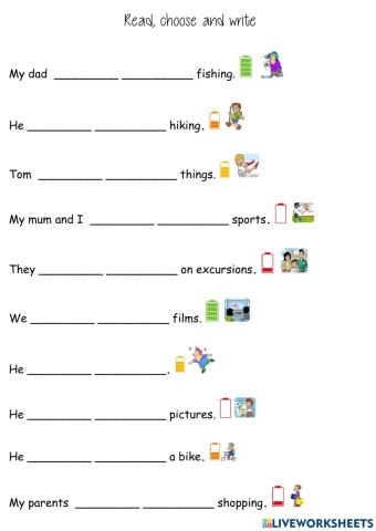 Choose and write free time and adverbs of frecuency 2