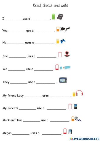 Choose and write gadgets and adverbs of frequency 2