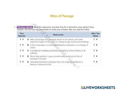 Rites of passage