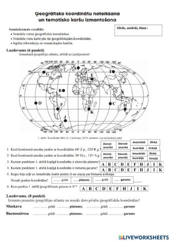 Ģeogrāfiskās koordinātas, tematiskās kartes
