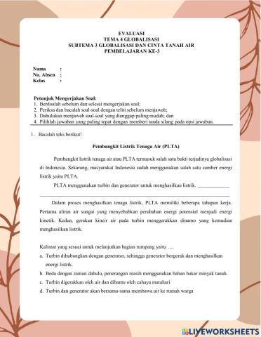 Evaluasi tema 4 SB 3 PB 3