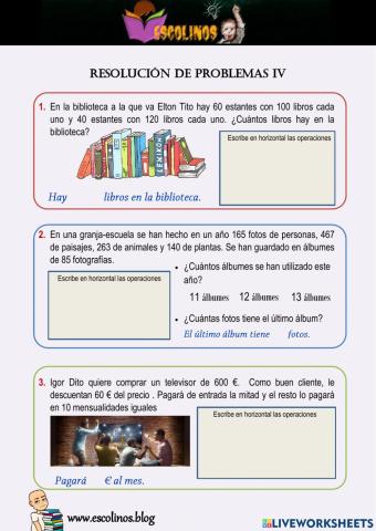 Matemáticas 5º. Resolución de problemas IV