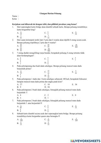 Ulangan Harian Peluang