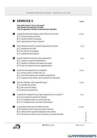 CO DELF B2 Exercice 2