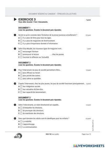 CO DELF B2 Exercice 3