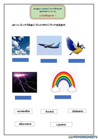 Worksheet 1 நானும் பறக்கப் போகிறேன்