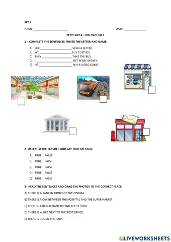 Big english 2 - test unit 4 - set 2