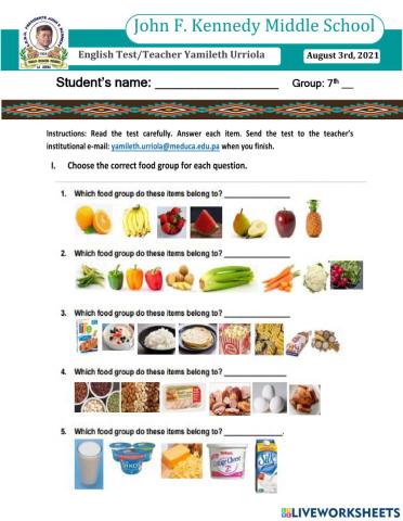 LESSON 2-FOOD GROUPS