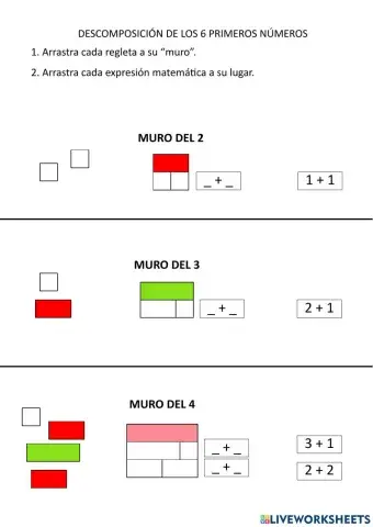 Descomposición de los 5 primeros números