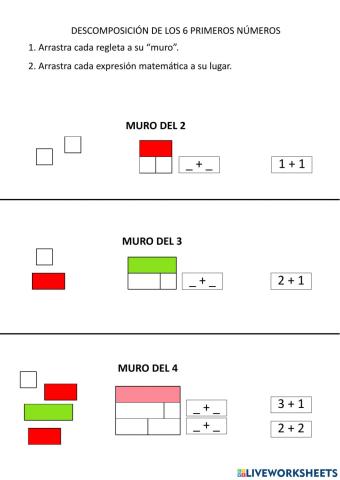 Descomposición de los 5 primeros números