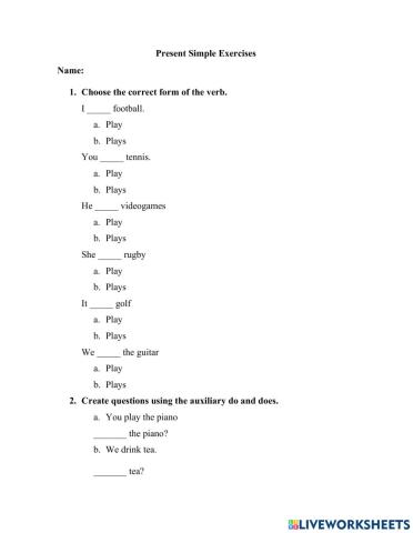 Present simple exercises