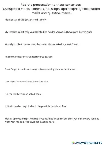 Sentence re-ordering and punctuation