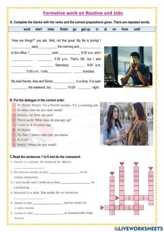 AET Formative work on Routine & Jobs