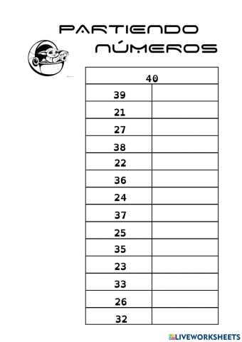 Partiendo -números