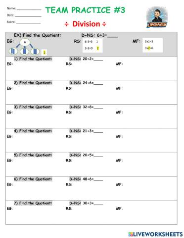 TEAM PRACTICE -3                           ÷  Division ÷